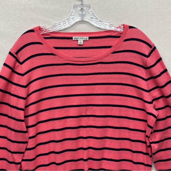 J Crew Mercantile Peyton Large Womens Sweater Mixed Striped Pink Black Casual - Picture 3 of 14